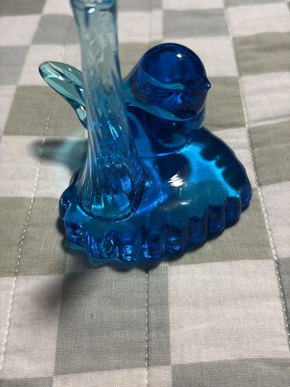 Blue Bird of Happiness Leo Ward Glass Bud Vase